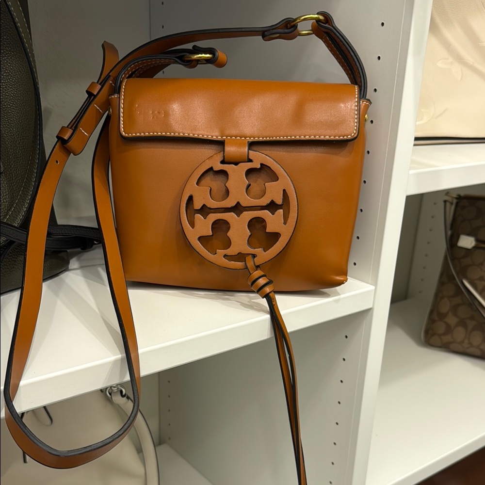 Tory Burch Brown Leather Crossbody Bag with Logo 😊